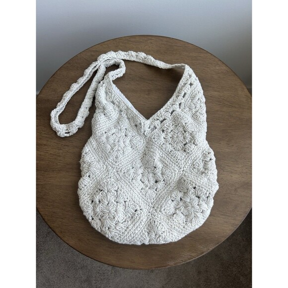 FOREVER 21 Handbags - Crochet Granny Square Tote Bag Purse White Coastal Cottage Core Boho